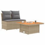 vidaXL 2 Pièce Canapé du milieu de jardin avec table relevable