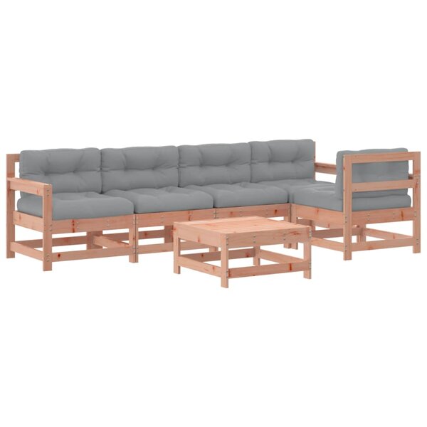 vidaXL Salon de jardin 6 Pièces avec coussins bois massif Douglas