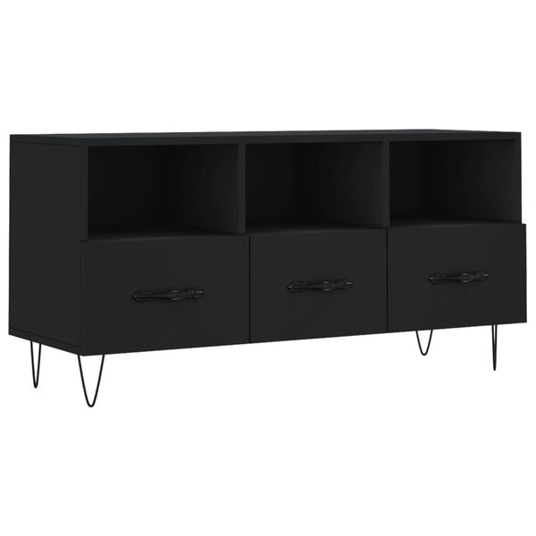 vidaXL Meuble TV noir 102x36x50 cm bois d'ingénierie