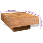 vidaXL Table basse carrée Marron Bois massif de manguier