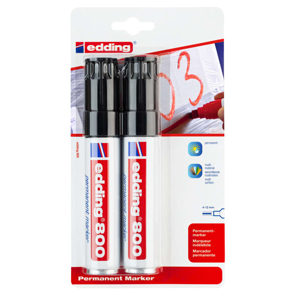 Edding marqueurs indélébiles 2 pièces noir 800