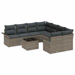vidaXL Ensemble de canapé de jardin avec coussin 9 Pièces Gris