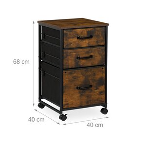 Caisson de bureau à roulettes rangement documents 80 x 40 x 60 cm en métal noir 13_0017189