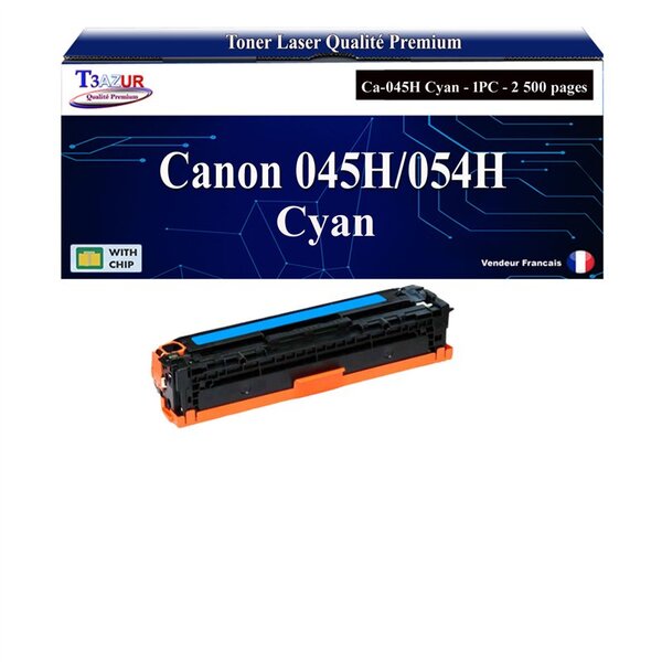 T3AZUR -Toner compatible avec Canon 045H/054H pour Canon LBP611Cn LBP613Cdw LBP621Cw LBP623Cdw MF631Cn MF633Cdw MF635Cx MF641Cw MF643Cdw MF645Cx - Cyan