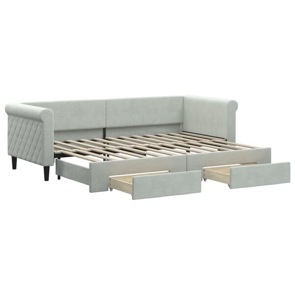 vidaXL Lit de jour avec gigogne et tiroirs sans matelas 80x200 cm