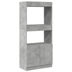 vidaXL Buffet haut gris béton 63x33x140 cm bois d'ingénierie