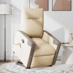 vidaXL Fauteuil inclinable de massage Crème Tissu