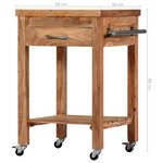 vidaXL Chariot de cuisine 58x58x89 cm Bois d'acacia massif