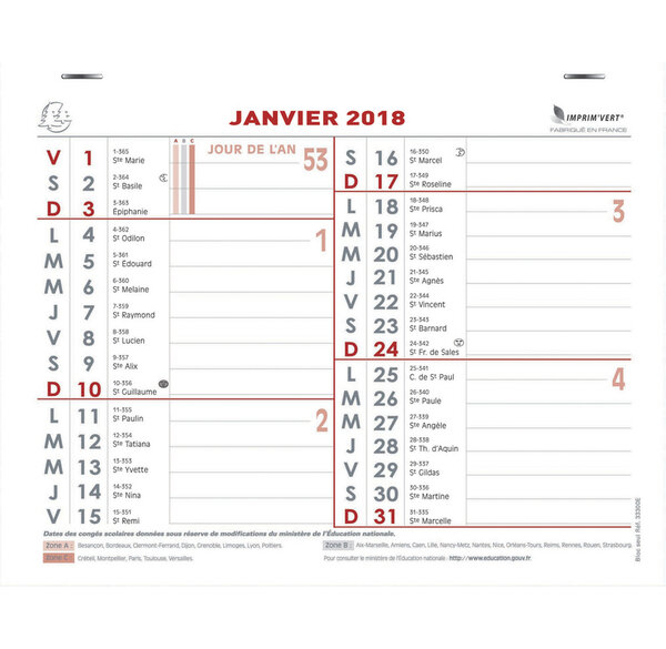 Calendrier Bloc mensuel seul 180x240 mm EXACOMPTA