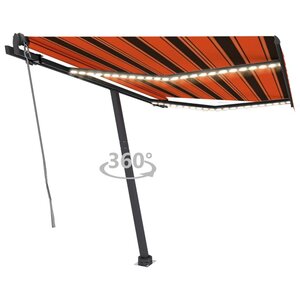 vidaXL Auvent automatique capteur de vent/LED 350x250 cm Orange/marron