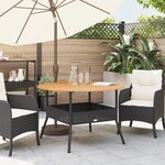 vidaXL Table de jardin et dessus en bois d'acacia noir résine tressée