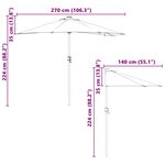 vidaXL Parasol de jardin Couleur sable 294 x 150 x 223 cm tissu