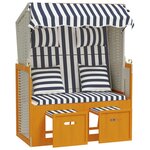 vidaXL Strandkorb avec coussins Résine tressée bois solide blanc bleu