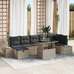 vidaXL Ensemble de canapé de jardin 8 Pièces Gris clair polyrotin