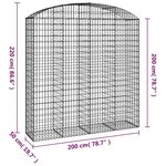 vidaXL Panier de gabions arqué 200x50x200/220 cm Fer galvanisé