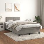 vidaXL Sommier à lattes de lit et matelas gris clair 120x190cm velours
