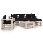 vidaXL Salon palette de jardin 6 Pièces avec coussins bois de pin