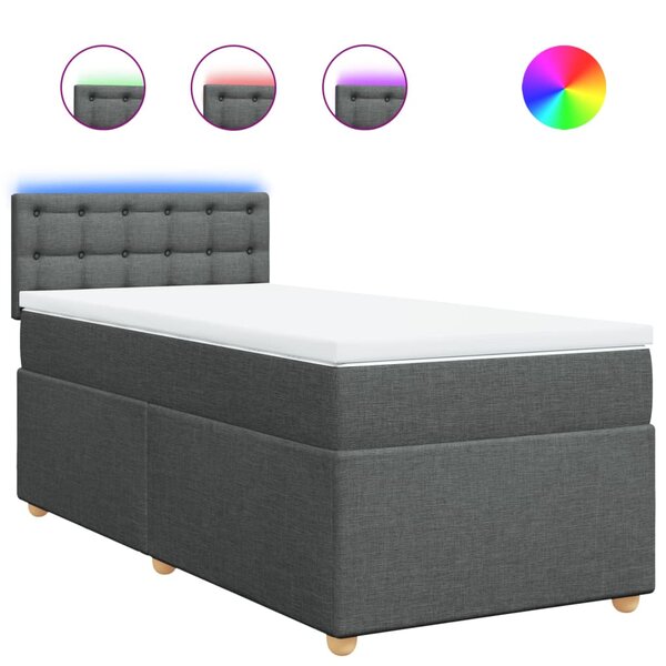 vidaXL Sommier à lattes de lit avec matelas Gris foncé 100x200cm Tissu