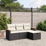 vidaXL Salon de jardin 4 Pièces avec coussins noir résine tressée