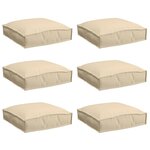 vidaXL Coussin pour assise de palette 6 Pièces Beige 40 x 40 x 8 cm
