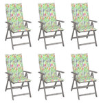 vidaXL Chaises inclinables de jardin lot de 6 et coussins Bois acacia