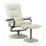 vidaXL Fauteuil TV avec repose-pied Crème Similicuir