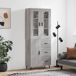 vidaXL Buffet haut Sonoma gris 69 5x34x180 cm Bois d'ingénierie