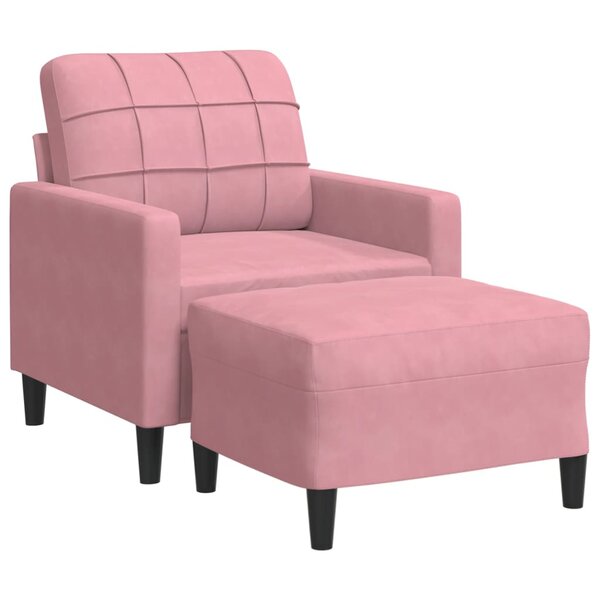 vidaXL Fauteuil avec repose-pied Rose 60 cm Velours