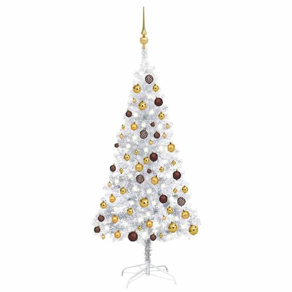 vidaXL Arbre de Noël artificiel pré-éclairé/boules argenté 120 cm PET