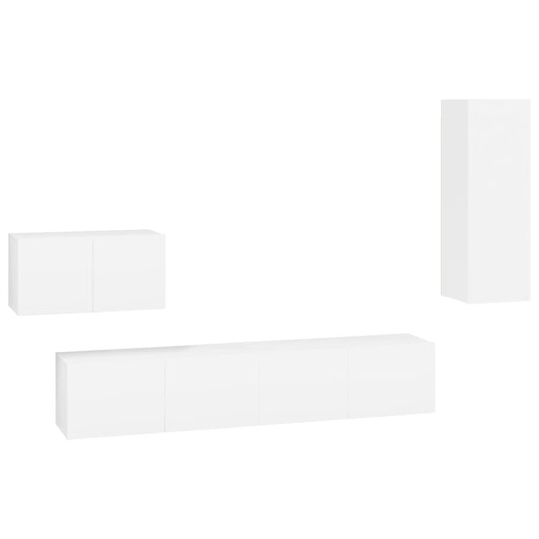 vidaXL Ensemble de meubles TV 4 Pièces Blanc Bois d'ingénierie