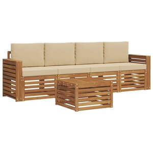 vidaXL Ensemble de canapés d'extérieur 5 Pièces Naturel et Beige