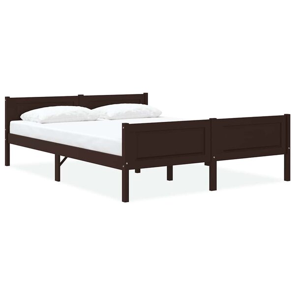 vidaXL Cadre de lit sans matelas pin massif marron foncé 120x200 cm