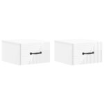 vidaXL Cabinet de chevet mural 2 Pièces Blanc brillant 34 5 x 33 x 20 cm
