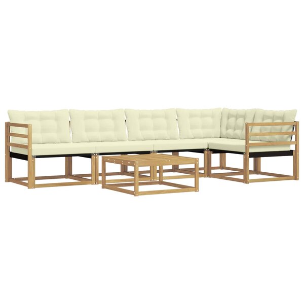 vidaXL Ensemble de canapés d'extérieur 6 Pièces Blanc et crème