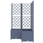 vidaXL Jardinière avec treillis Gris foncé 80x80x136 cm PP