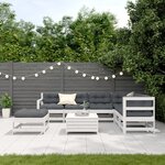 vidaXL Salon de jardin avec coussins 8 Pièces blanc bois de pin massif