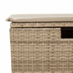 vidaXL Tabouret de jardin avec coussin beige 55x55x37cm résine tressée