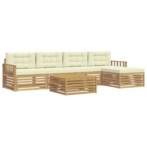 vidaXL Ensemble de canapés d'extérieur 7 Pièces Blanc et crème Polyester