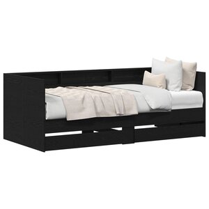 vidaXL Lit d'appoint Chêne noir 100 x 200 cm Bois d'ingénierie