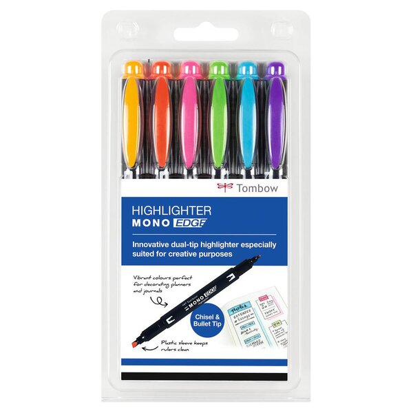 Pochette de 6 surligneurs Double Pointe MONO edge TOMBOW