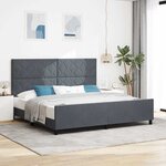 vidaXL Cadre de lit avec tête de lit Gris foncé 200 x 200 cm Velours