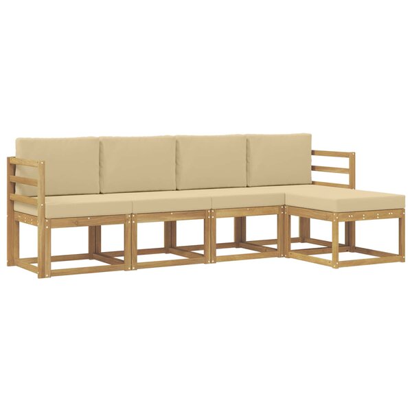 vidaXL Ensemble de canapés d'extérieur 5 pc Blanc et Beige