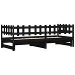vidaXL Lit coulissant sans matelas noir 2x(90x200) cm Bois massif