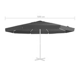 vidaXL Tissu de remplacement pour parasol d'extérieur Anthracite 500cm