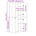 vidaXL Buffet haut sonoma gris 80x35x180 cm bois d'ingénierie