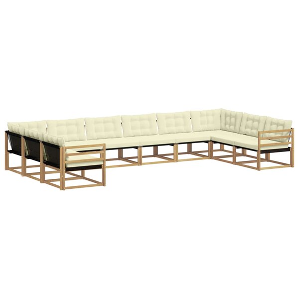 vidaXL Ensemble de canapés d'extérieur 10 Pièces Blanc et crème