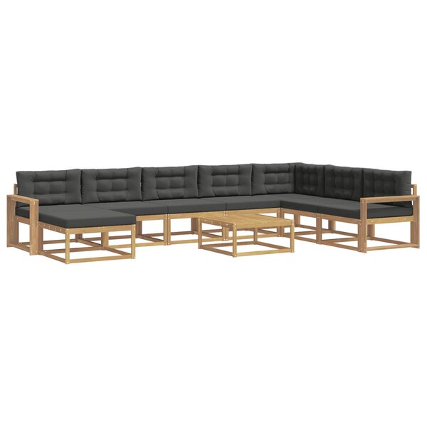 vidaXL Ensemble de canapés d'extérieur 9 pc Blanc et anthracite