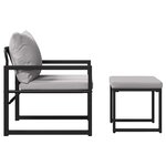 vidaXL Mobilier de jardin avec coussin Autre 4 Pièces Noir Acier