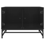 vidaXL Table basse avec portes en verre noir 68 5x50x50 cm