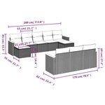 vidaXL Salon de jardin 10 Pièces avec coussins noir résine tressée